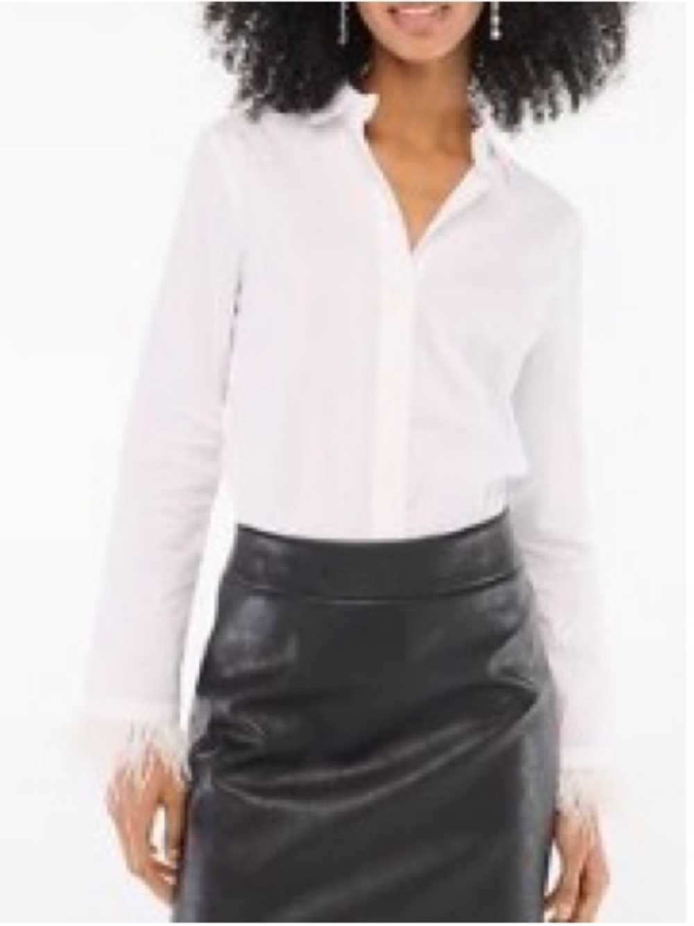 J. Crew White Button-Down Shirt with Feather Cuffs